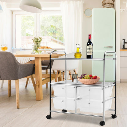 Utility Organiser Cart with 4 Plastic Drawers-White