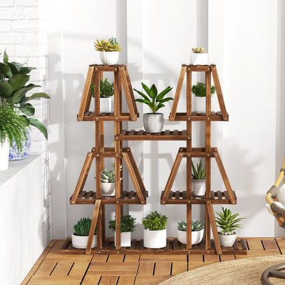114 cm Tall Wood Plant Stand 5-Tier 10 Potted Plant Holder Rack