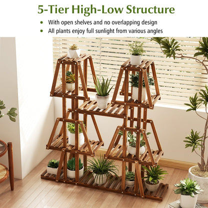 114 cm Tall Wood Plant Stand 5-Tier 10 Potted Plant Holder Rack