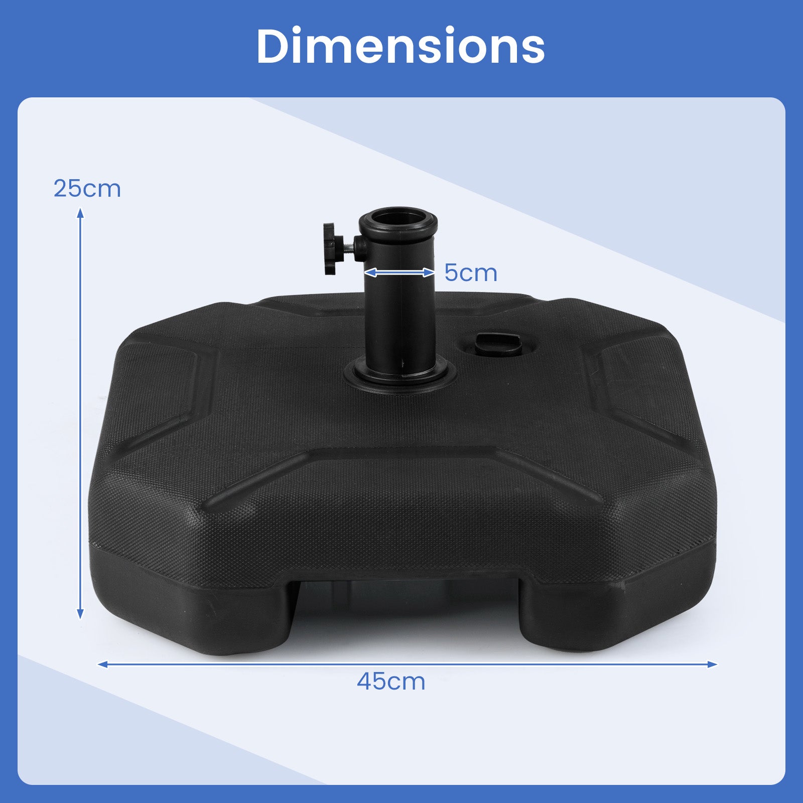 45 cm Fillable Umbrella Base 40 kg Heavy-Duty Patio Umbrella Stand