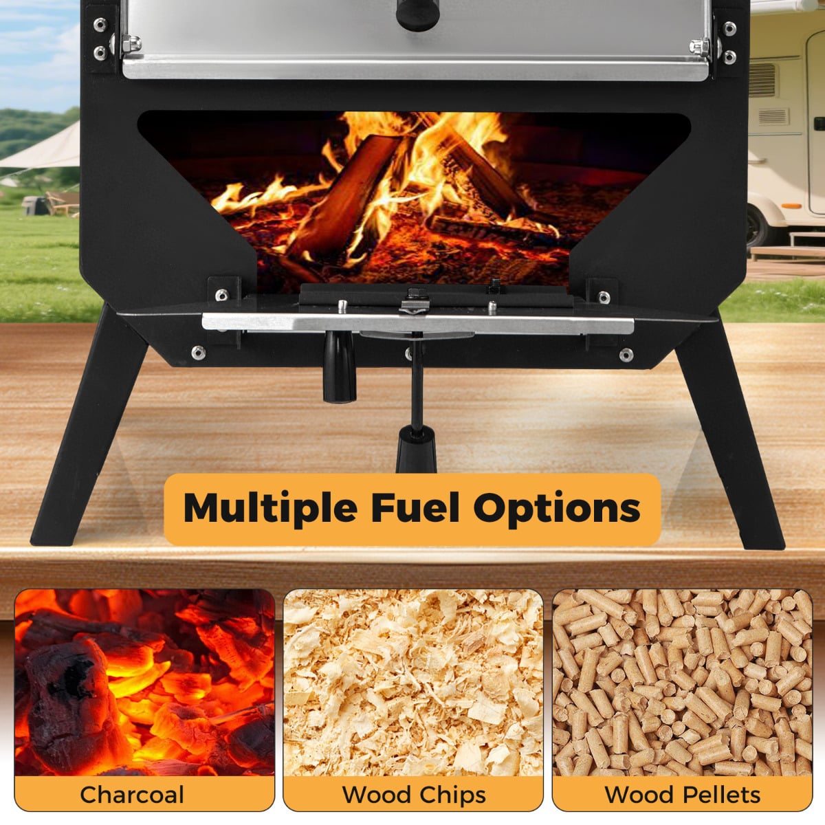 45 cm Outdoor Pizza Oven with Pizza Stone and Oxford Cloth Cover-Black