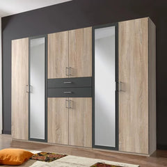 DAKAR 6 Door Wardrobe Oak and Graphite 270cm