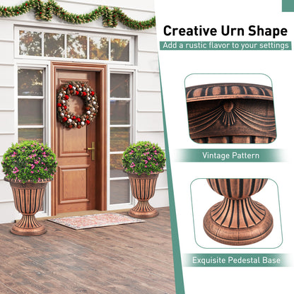 46cm Tall Vintage Planters Set of 2 Urn Plastic Flower Pots-Bronze