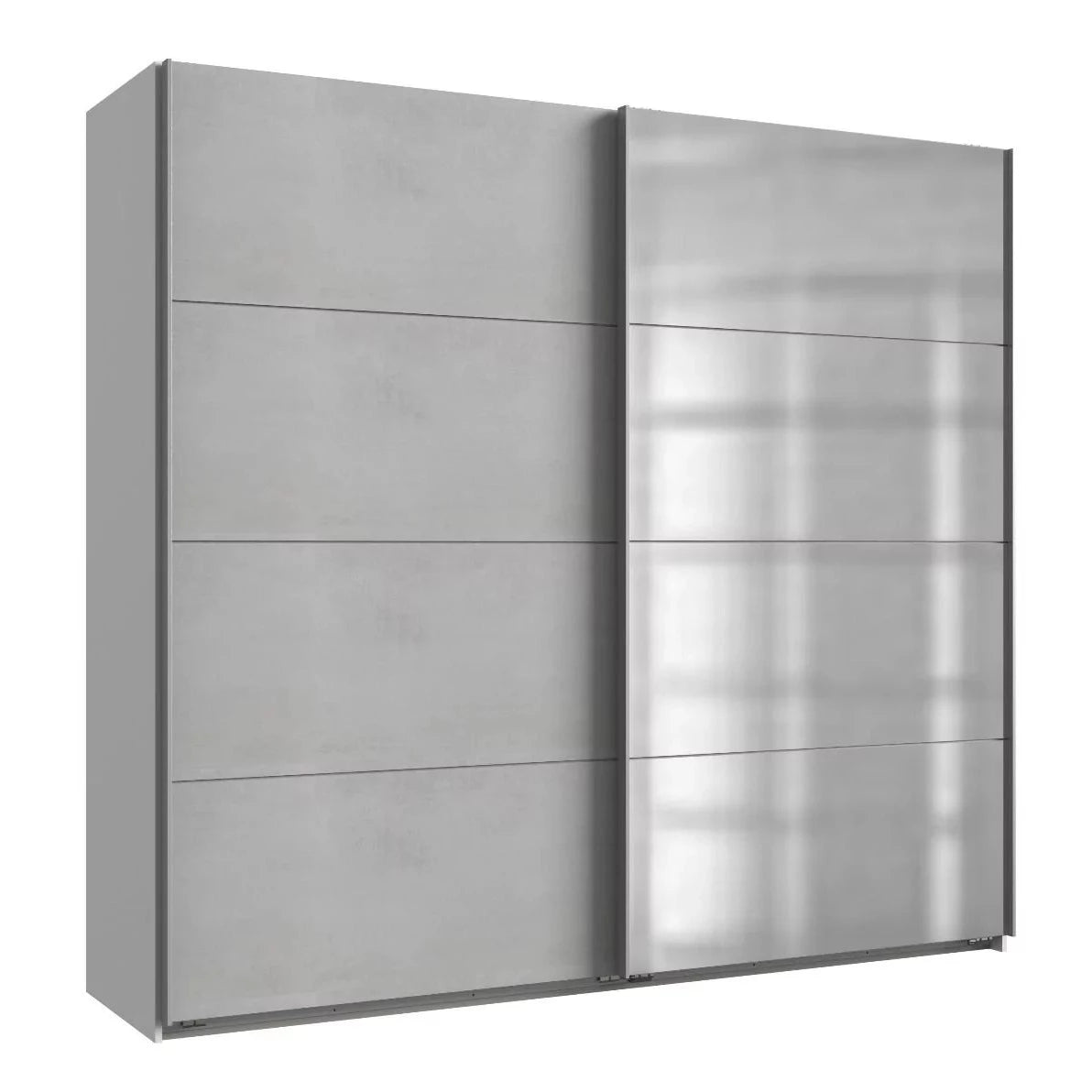 Erasmus 2 Door Mirrored Sliding Wardrobe - White and Light Grey