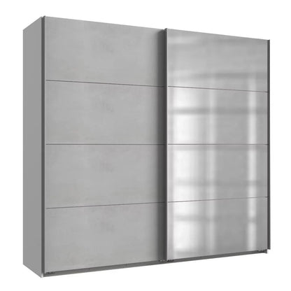 Erasmus 2 Door Mirrored Sliding Wardrobe - White and Light Grey