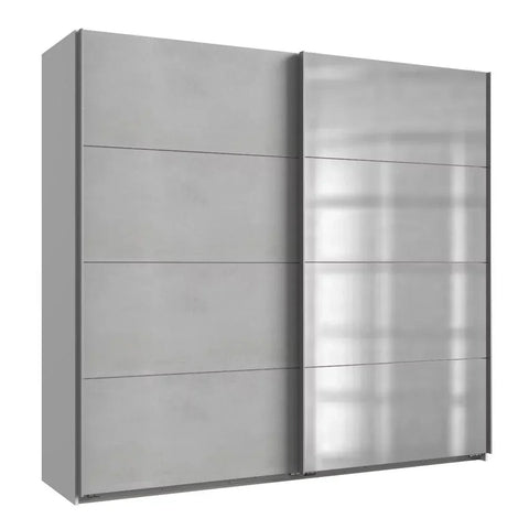 Sliding Wardrobe AMBER 2 Door Mirrored Wardrobe Grey 225cm
