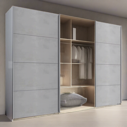 Sliding Wardrobe AMBER 3 Door Mirrored Wardrobe Grey 270cm