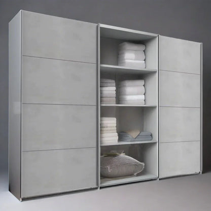 Sliding Wardrobe AMBER 3 Door Mirrored Wardrobe Grey 270cm