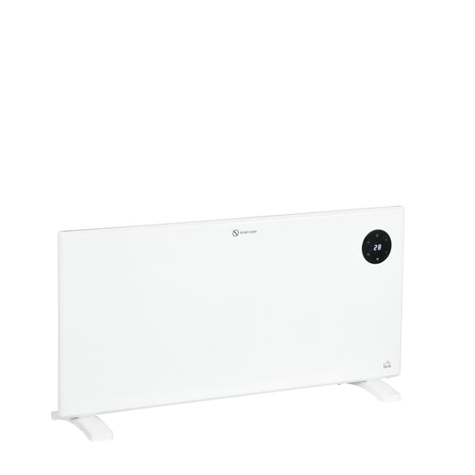 HOMCOM 2000W Electric Convector Heater, Freestanding or Wall Mounted, Space Heater with Adjustable Thermostat, Timer, White