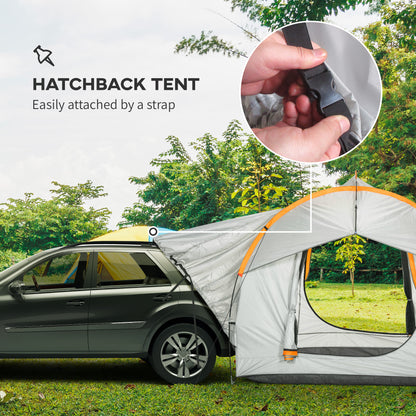 Outsunny SUV Car Tent for Camping, Waterproof PU2000mm, 5 Man Tailgate Tent, 2.4 x 2.1 m, Grey and Orange