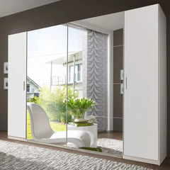Sliding Wardrobe LANTAU 4 Door Mirrored Wardrobe White 272cm