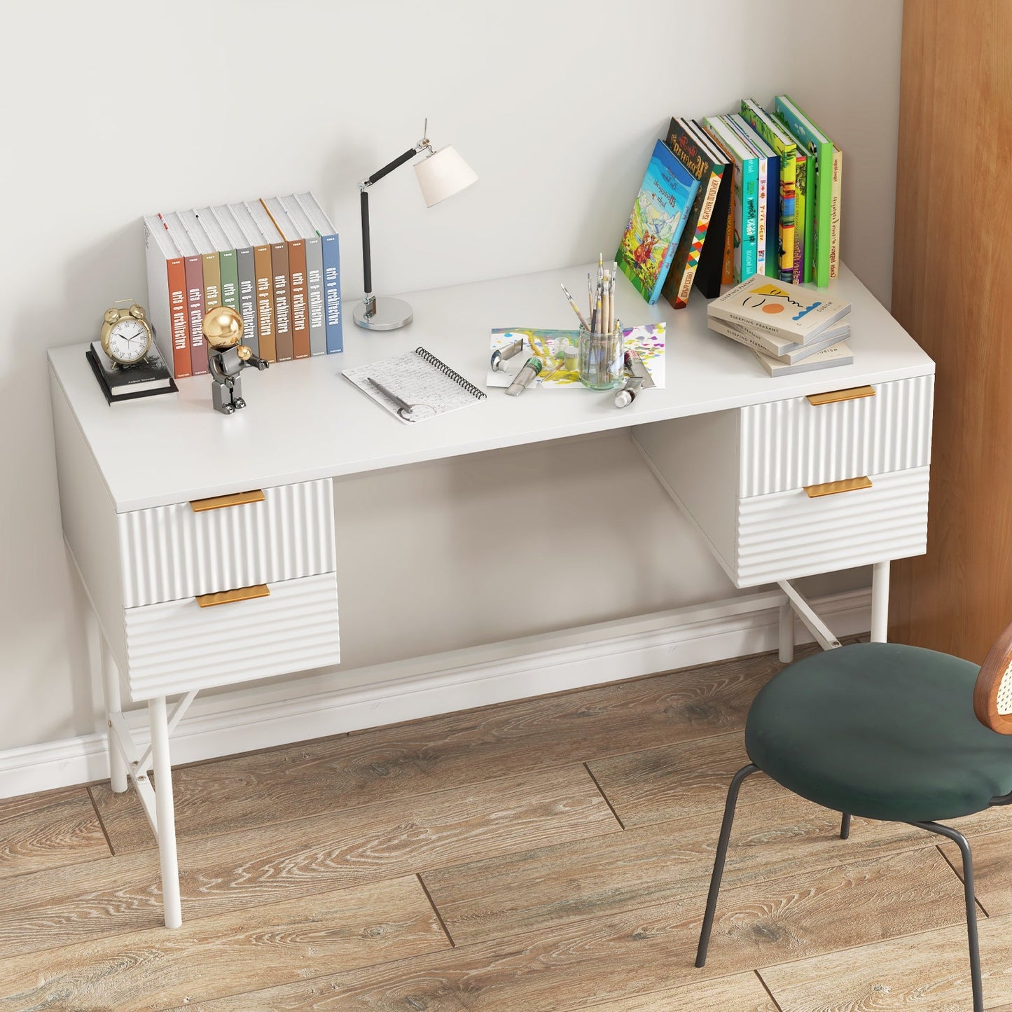 48 Inch Home Office Computer Desk with 4 Drawers-White
