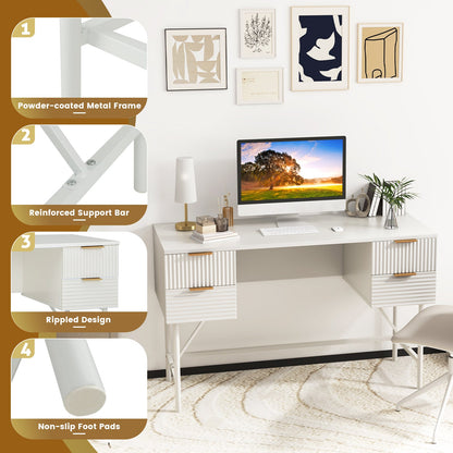 48 Inch Home Office Computer Desk with 4 Drawers-White