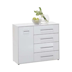 Juli 3 Up 4 Drawer 1-Door Storage Sideboard - White Gloss