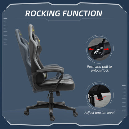 Vinsetto Racing Gaming Chair w/ Lumbar Support, Headrest, Gamer Office Chair, Black Grey