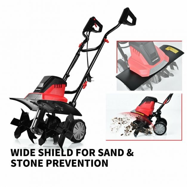 1500W Corded Electric Garden Tiller with 6 Blade Till