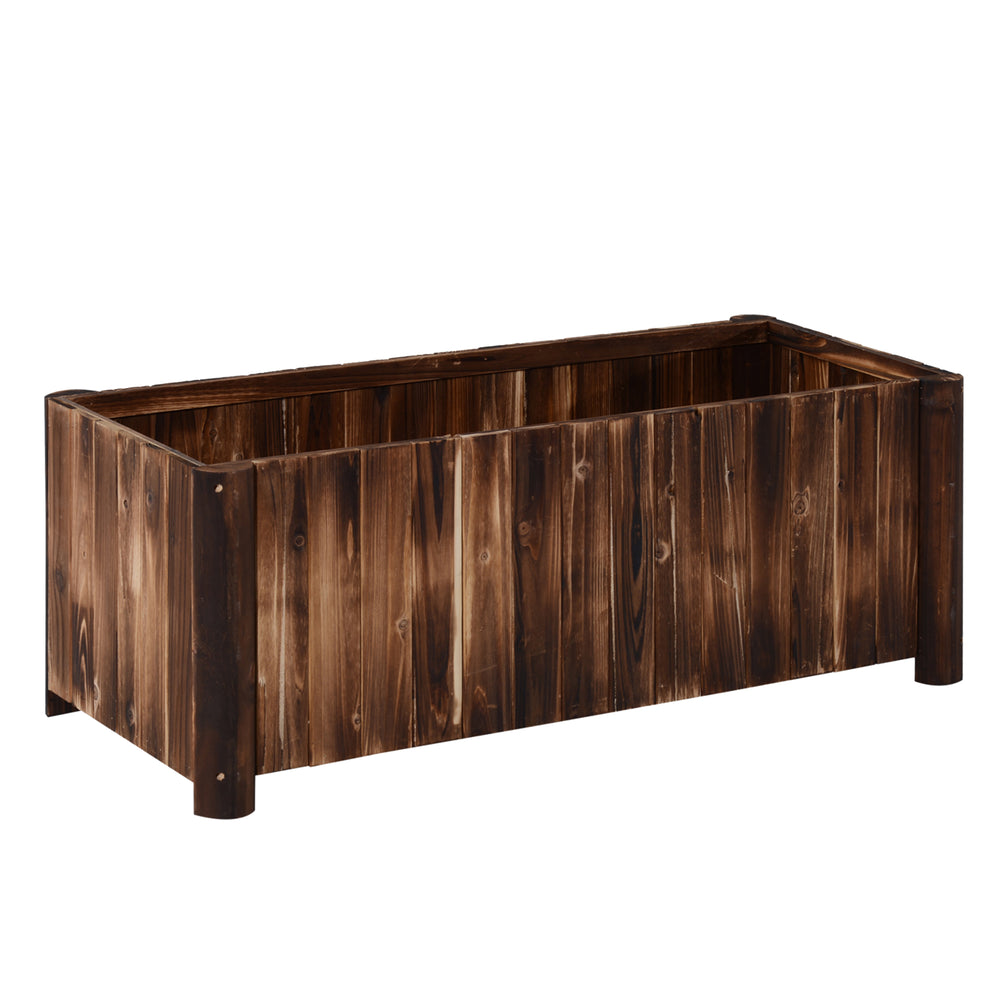Outsunny Wooden Raised Garden Bed, 120 x 50 x 45cm Elevated Planter Box, Outdoor Flower Bed with Drainage Gaps, Easy Assembly