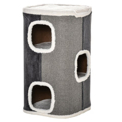 PawHut Sisal Cat Barrel with Soft Plush & Lamb Fleece Grey