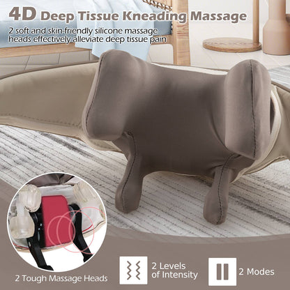 4D Deep Tissue Kneading Shiatsu Neck Shoulder Massager with 2 Heating Levels-Beige