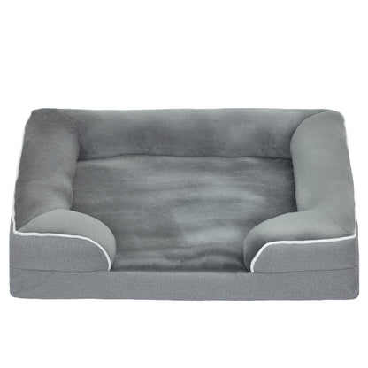 PawHut Dog Sofa Bed, Washable Pet Bed with Removable Cover and Non-Slip Bottom for Cats and Small Dogs, Grey
