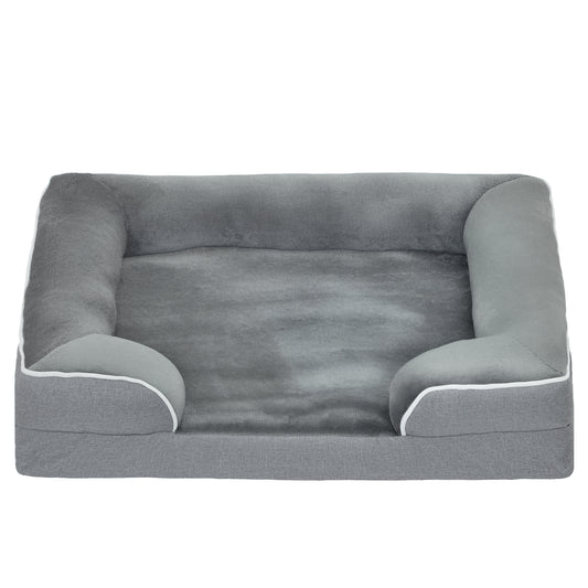 PawHut Dog Sofa Bed, Washable Pet Bed with Removable Cover and Non-Slip Bottom for Cats and Small Dogs, Grey