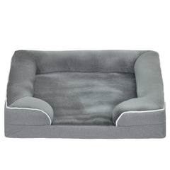 PawHut Dog Sofa Bed, Washable Pet Bed with Removable Cover and Non-Slip Bottom for Cats and Small Dogs, Grey
