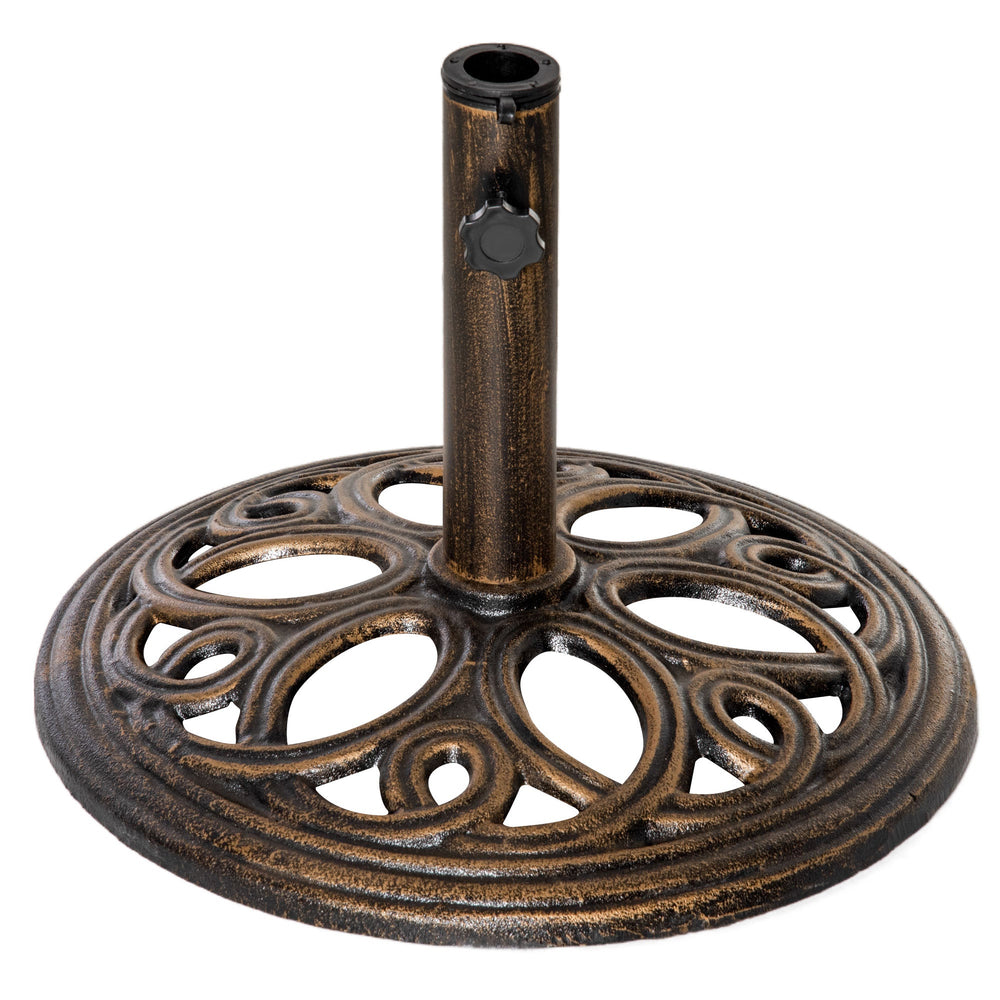 Outsunny 11.5 kg Cast Metal Round Patio Umbrella Base Stand, Umbrella Holder for Outdoor, Patio, Garden, Bronze Tone