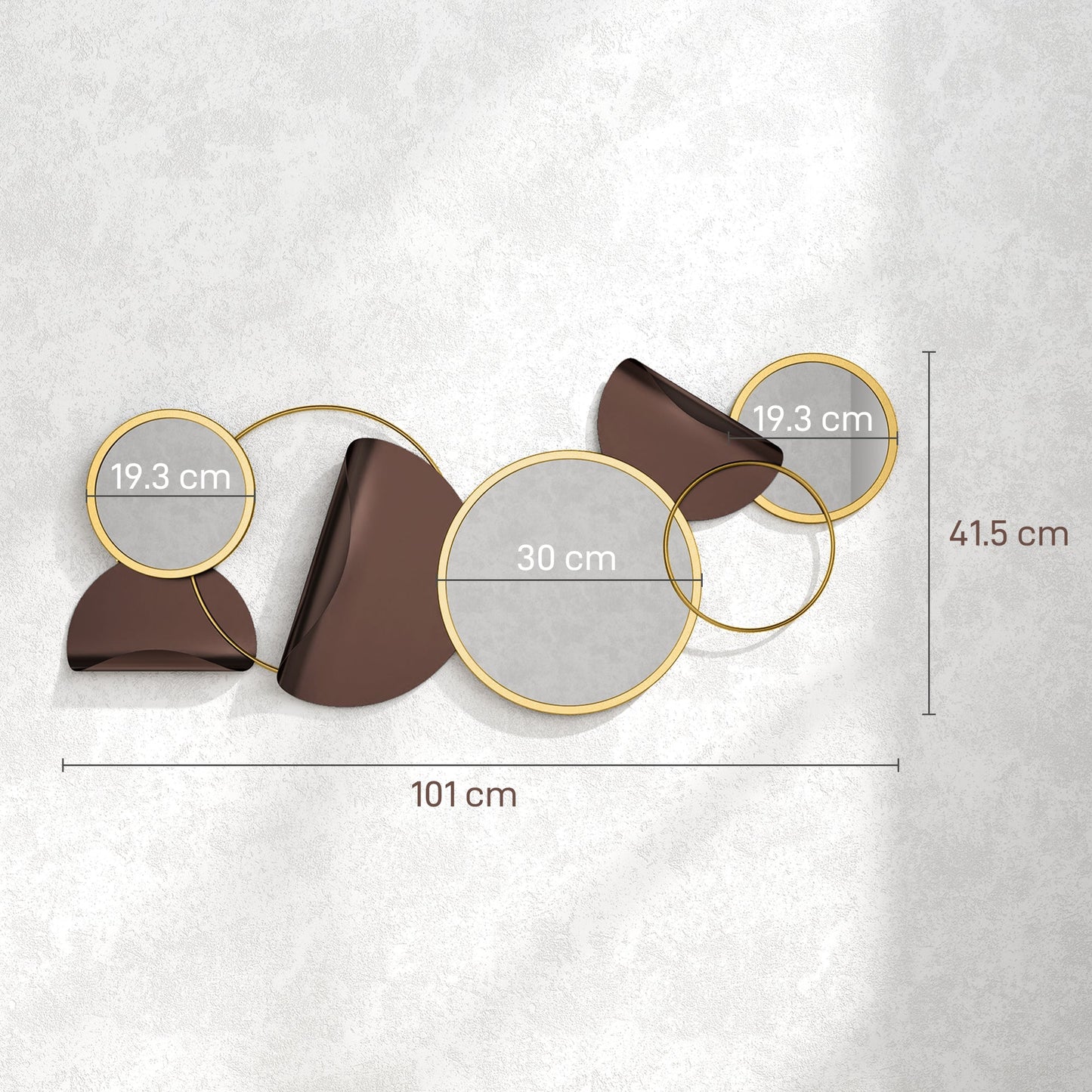 HOMCOM Metal Wall Art, Modern Decorative Mirror Decor, Hanging Home Wall Decoration for Living Room Bedroom Dining Room, Gold Tone