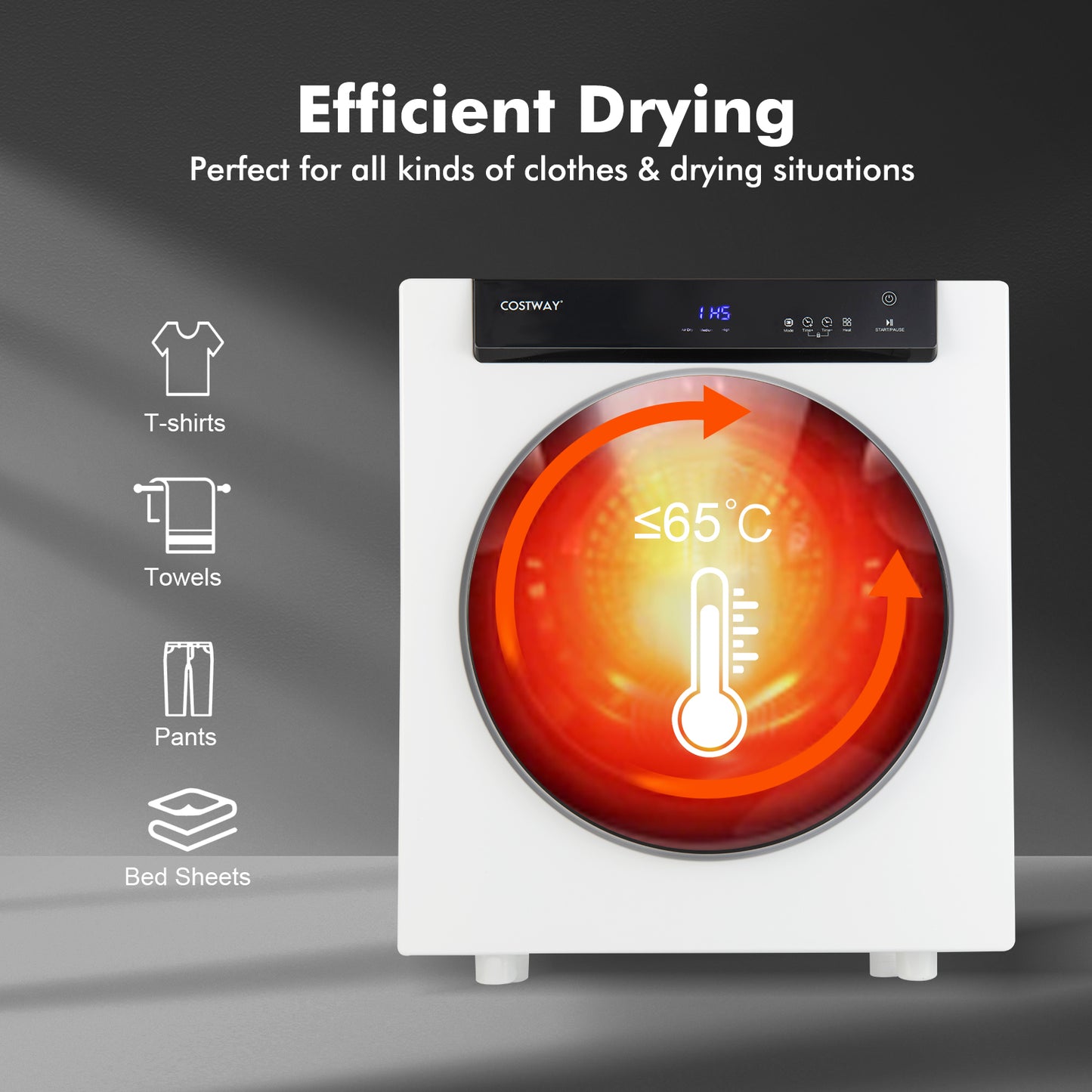 4KG Compact Dryer with Stainless Steel Tub and Multi-layer Filtration-White