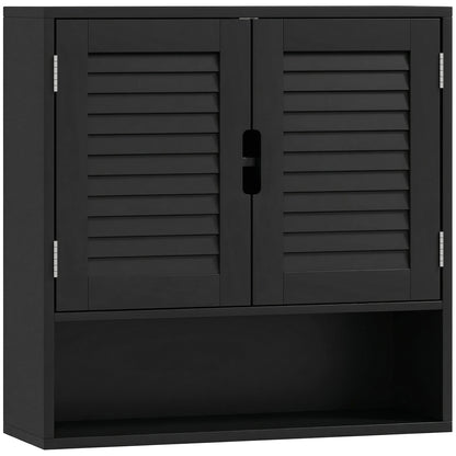 HOMCOM Bathroom Cabinet, Wall Mounted Storage Cabinet with Adjustable Shelves, 60 x 20 x 60 cm, Black