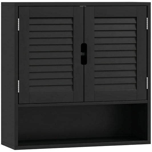 HOMCOM Bathroom Cabinet, Wall Mounted Storage Cabinet with Adjustable Shelves, 60 x 20 x 60 cm, Black