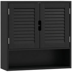 HOMCOM Bathroom Cabinet, Wall Mounted Storage Cabinet with Adjustable Shelves, 60 x 20 x 60 cm, Black