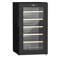HOMCOM 24 Bottle Wine Fridge, 65 Litre Capacity, 43cm Freestanding Wine Cooler Fridge with Glass Door, LED Light, Digital Touch Screen, Temperature Control, Black