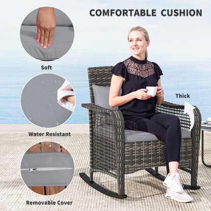 Outsunny Rattan Rocking Chair - Light Grey