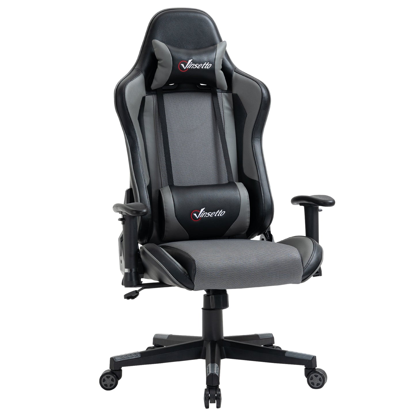 Vinsetto Gaming Chair Racing Style Ergonomic Office Chair High Back Computer Desk Chair Adjustable Height Swivel Recliner with Headrest and Lumbar Support, Grey