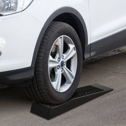 HOMCOM 2PCS Car Ramps, 3 Ton Low Entrance Plastic Curb Ramps with Anti-Slip Surface, Car Lift for Garage Workshop Cars SUVs Small Vans