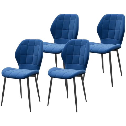 HOMCOM Set of Four Velvet Relaxed Tub Dining Chairs - Dark Blue