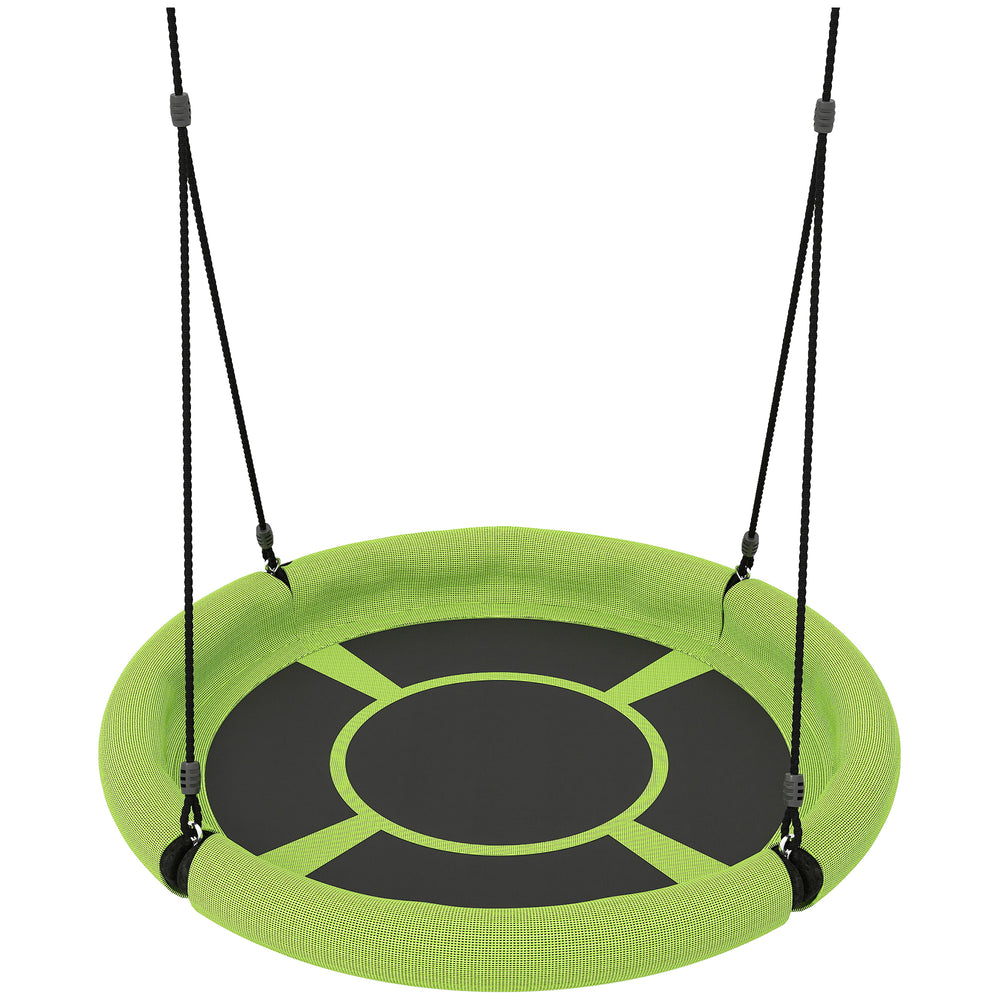 AIYAPLAY 100cm Diameter Nest Seat for Kids with Height Adjustable Hanging Ropes for Outdoor, Playground, Garden, Green