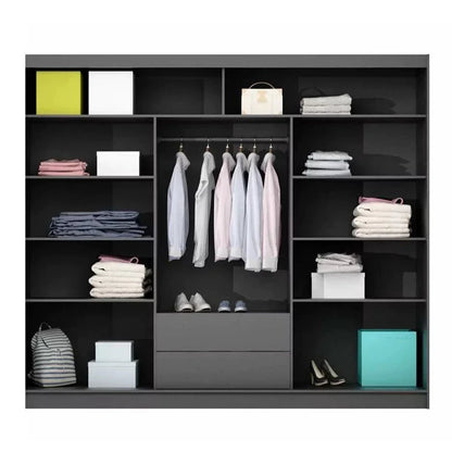 Full Mirrored Large Black Sliding Wardrobe 250cm