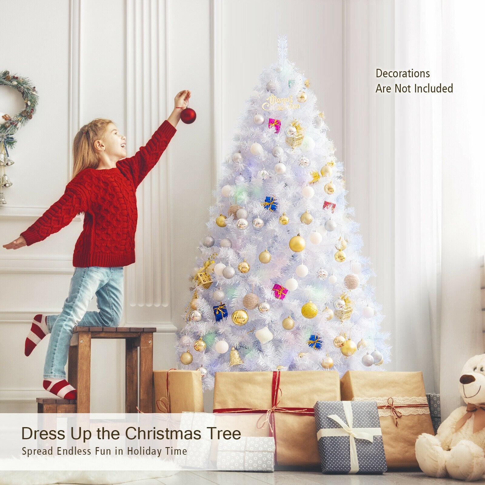 150CM White Hinged Artificial Christmas Tree with 792 Tips