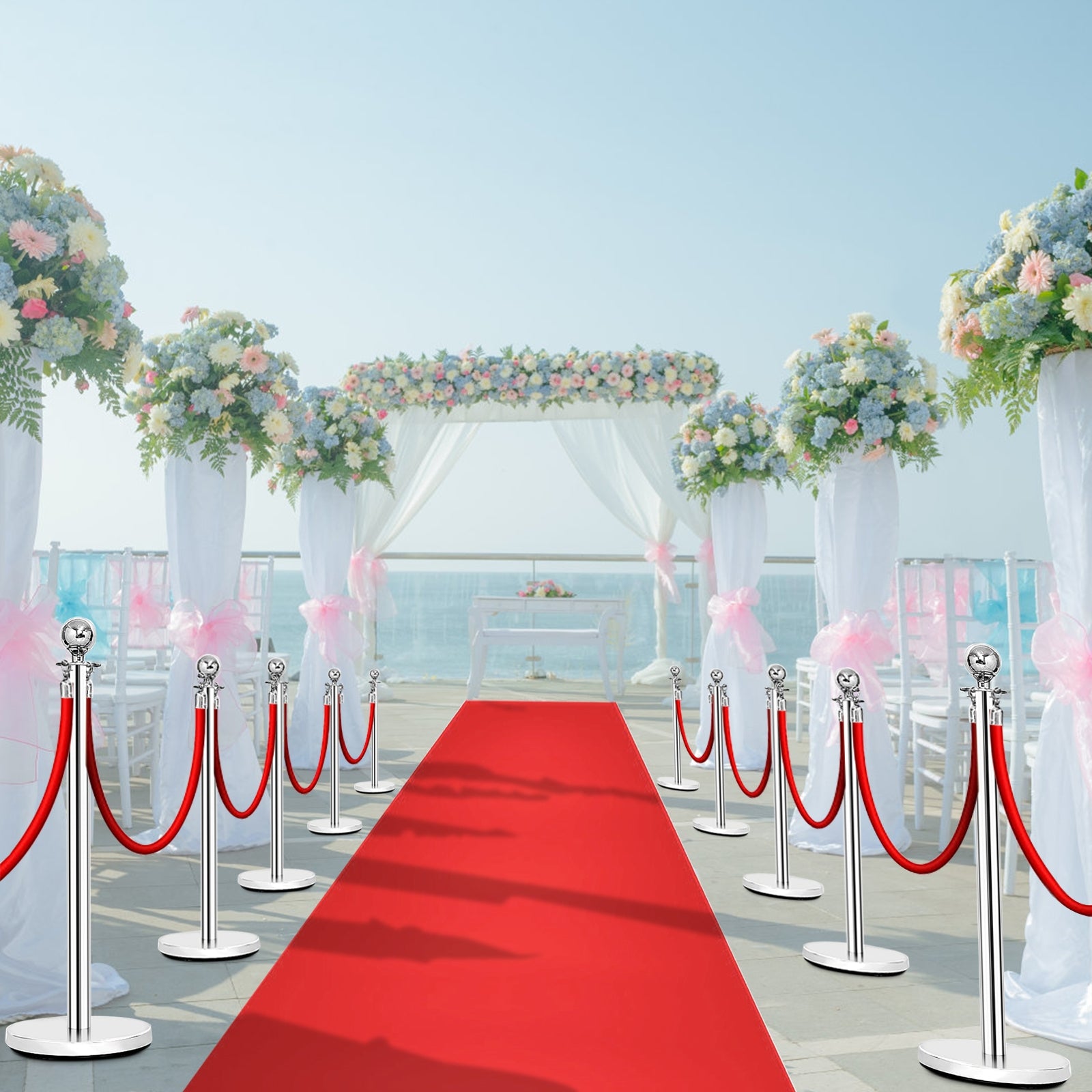6 Pieces Stanchion Posts Queue Pole