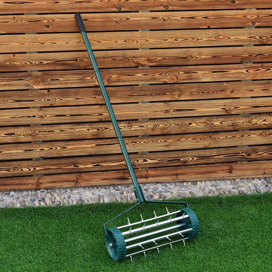 18 Inch Rolling Lawn Aerator with 3-Piece Handle for Soil Lawn