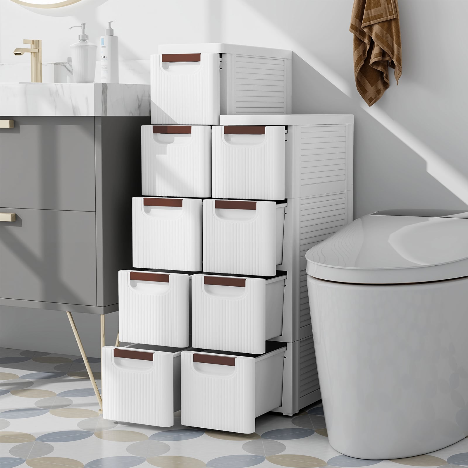 3/4/5/6-Drawer Narrow Storage Cabinet for Small Space-4-Tier