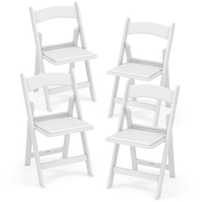 4 Pack All-Weather Folding Dining Chair Set with Padded Seat and Back -White