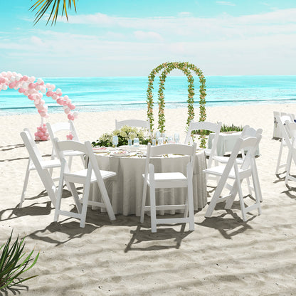 4 Pack All-Weather Folding Dining Chair Set with Padded Seat and Back -White