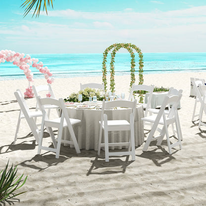 4 Pack All-Weather Folding Dining Chair Set with Padded Seat and Back -White