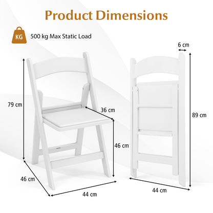 4 Pack All-Weather Folding Dining Chair Set with Padded Seat and Back -White