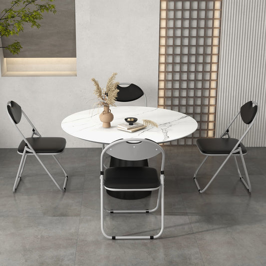 4 Pack Folding Chairs Metal Conference Chair with Padded Seat and Back