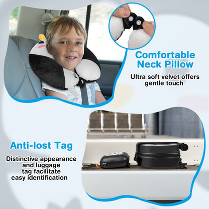 Kids Luggage Set with 14 Inches Carry-on Hardside Spinner Toddler Luggage and 10 Inches Backpack-Black