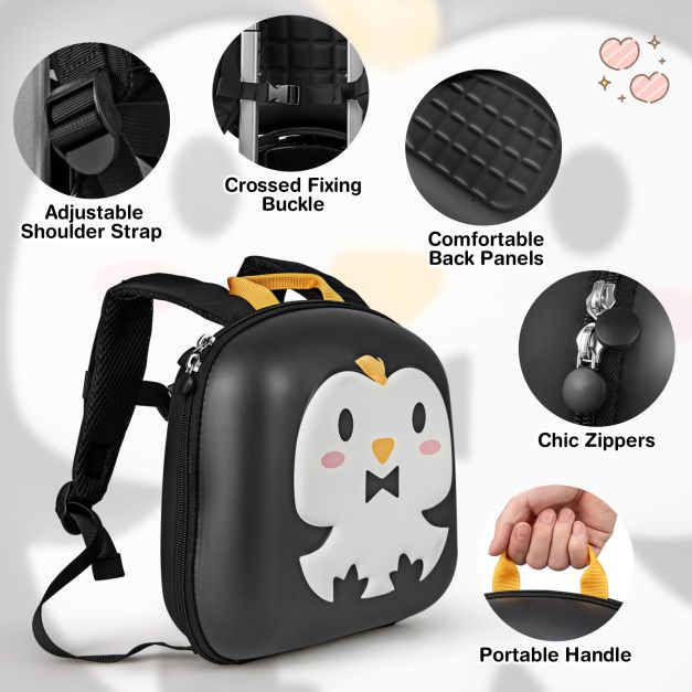 Kids Luggage Set with 14 Inches Carry-on Hardside Spinner Toddler Luggage and 10 Inches Backpack-Black